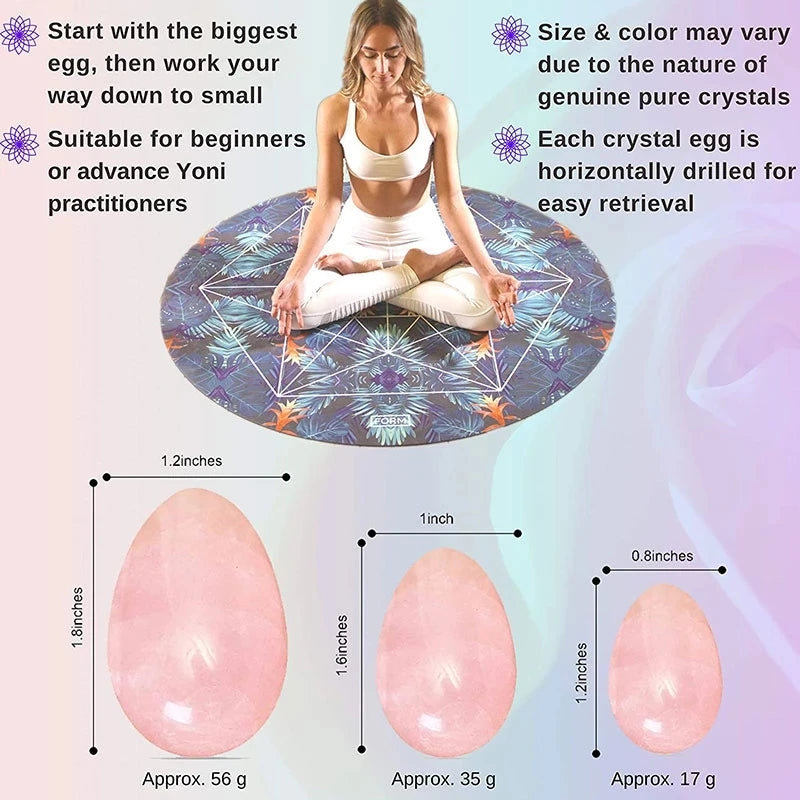 Natural Rose Quartz Yoni Egg Kegel Exercise Obsidian Jade Egg Vaginal Tightening Massage Crystal Balls for Women Health Care
