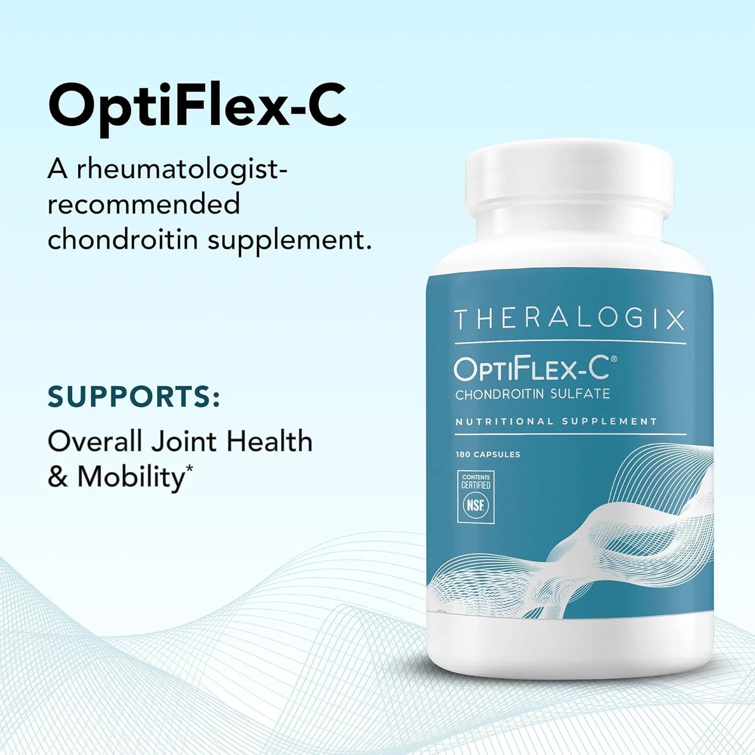 Optiflex-C Chondroitin Sulfate - 90-Day Supply - Chondroitin Supplement - Support Healthy Joint Function and Mobility - Joint Support Supplement for Women & Men -NSF Certified- 180 Capsules