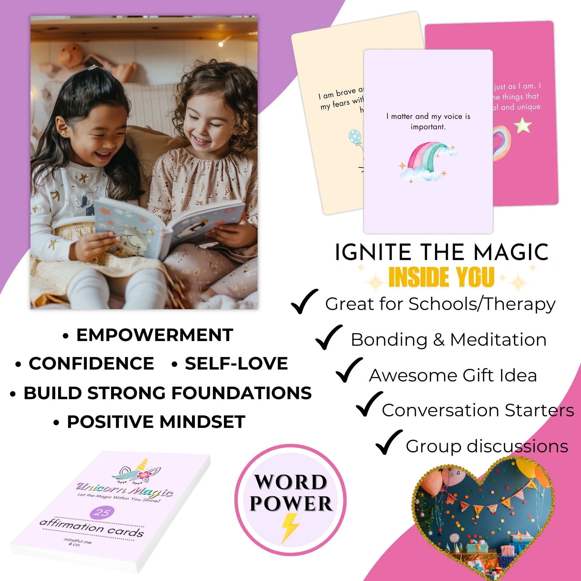 Affirmation Cards for Kids, Positive Daily Affirmations for Girls to Empower Confidence, a Positive Mindset & Attitude, Gifts for Girls