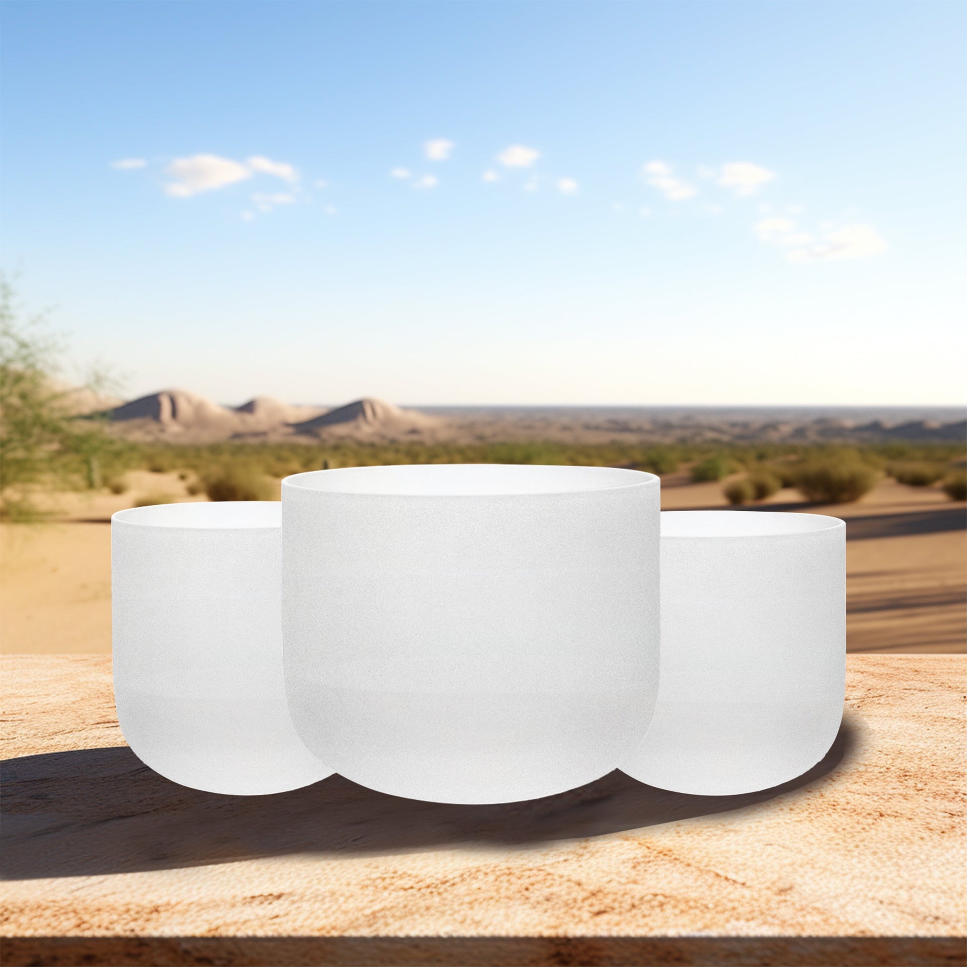 Chakra Tuned Set of 3 Crystal Singing Bowls (6"A, 7"D, 8"G) – with Heavy Duty Carrying Case and Mallets