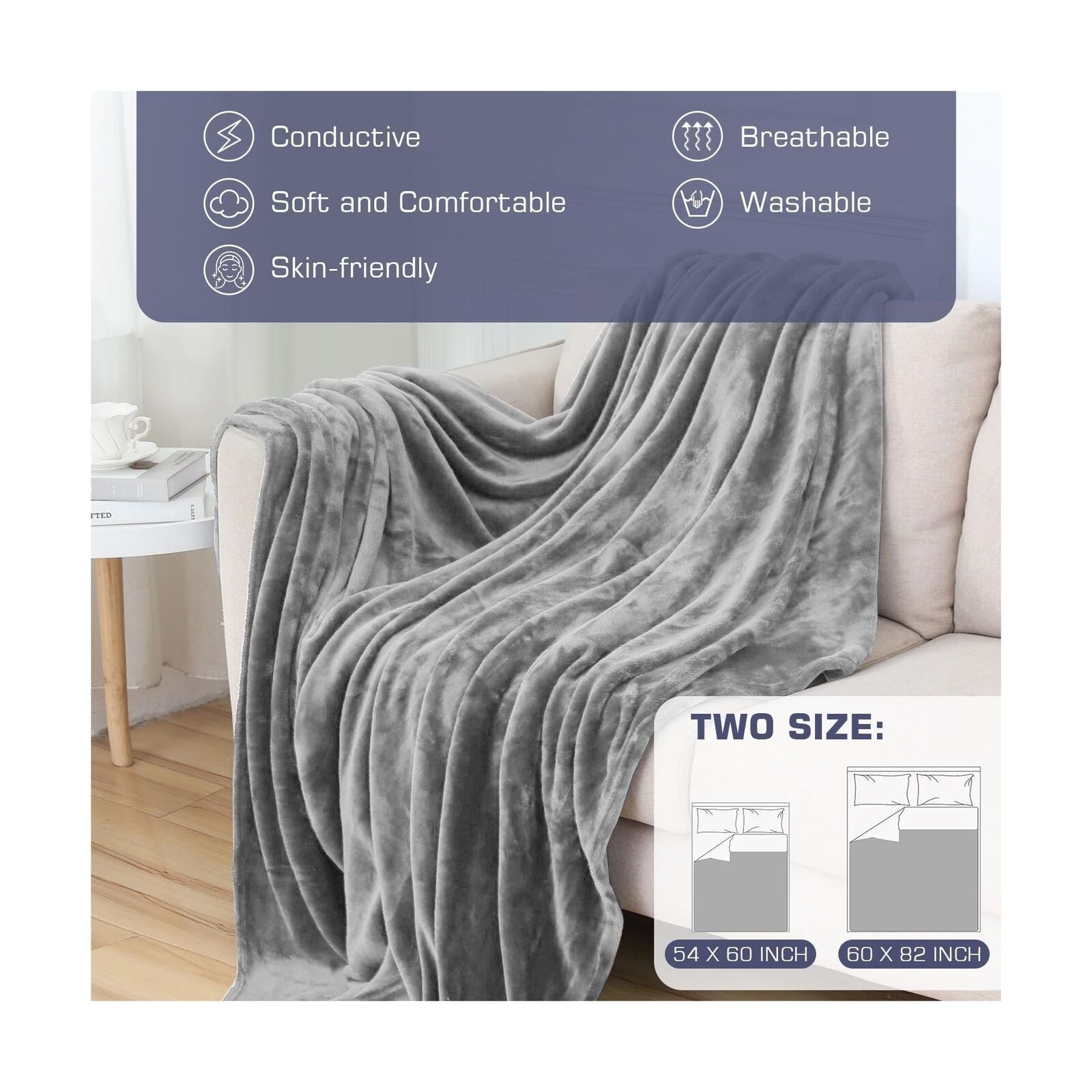 CISSIYOG Grounding Blanket 60X82 Inch, Grounding Throw for Bed Grounding Shee...