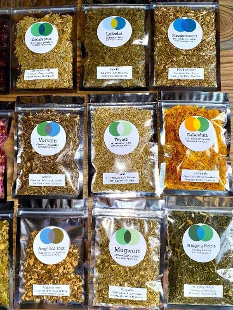 1/2Oz Apothecary Bulk Herb Bags a - Z Organic Herbs Pesticide & Additive Free