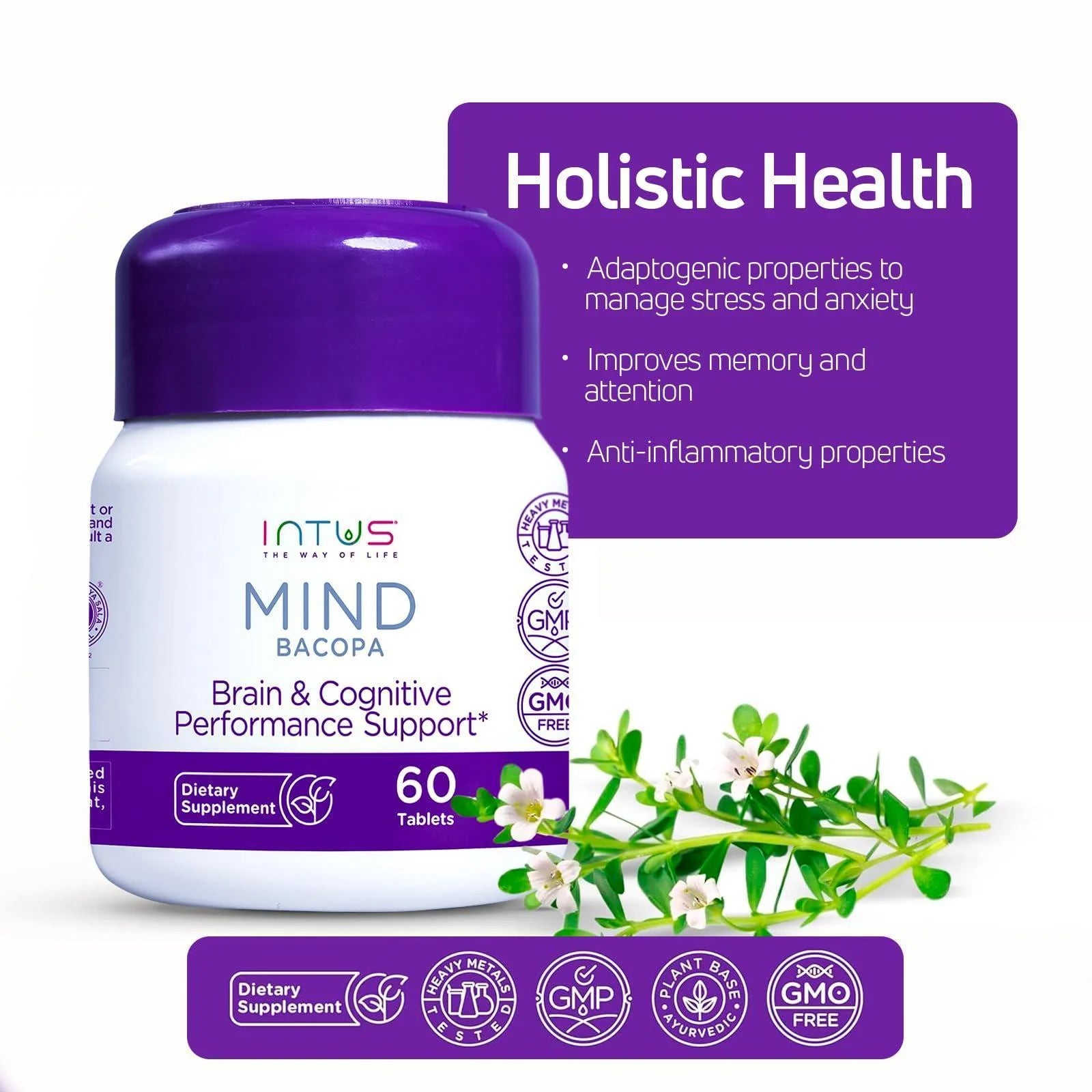 Mind Bacopa Supplement 60 Capsules Ayurvedic Herbal Capsules with Brahmi