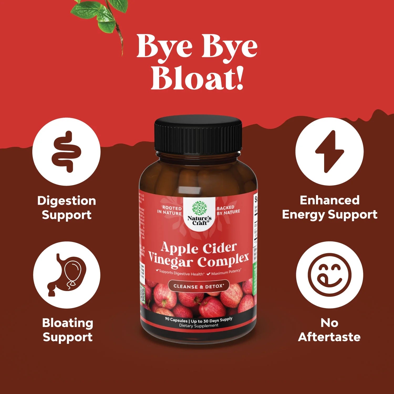 Apple Cider Vinegar Weight Loss Supplement Natural Detox Fat Burner Diet Pills Digestion Support Fast Acting Metabolism Booster Best Appetite Suppressant for Men and Women 90 Capsules