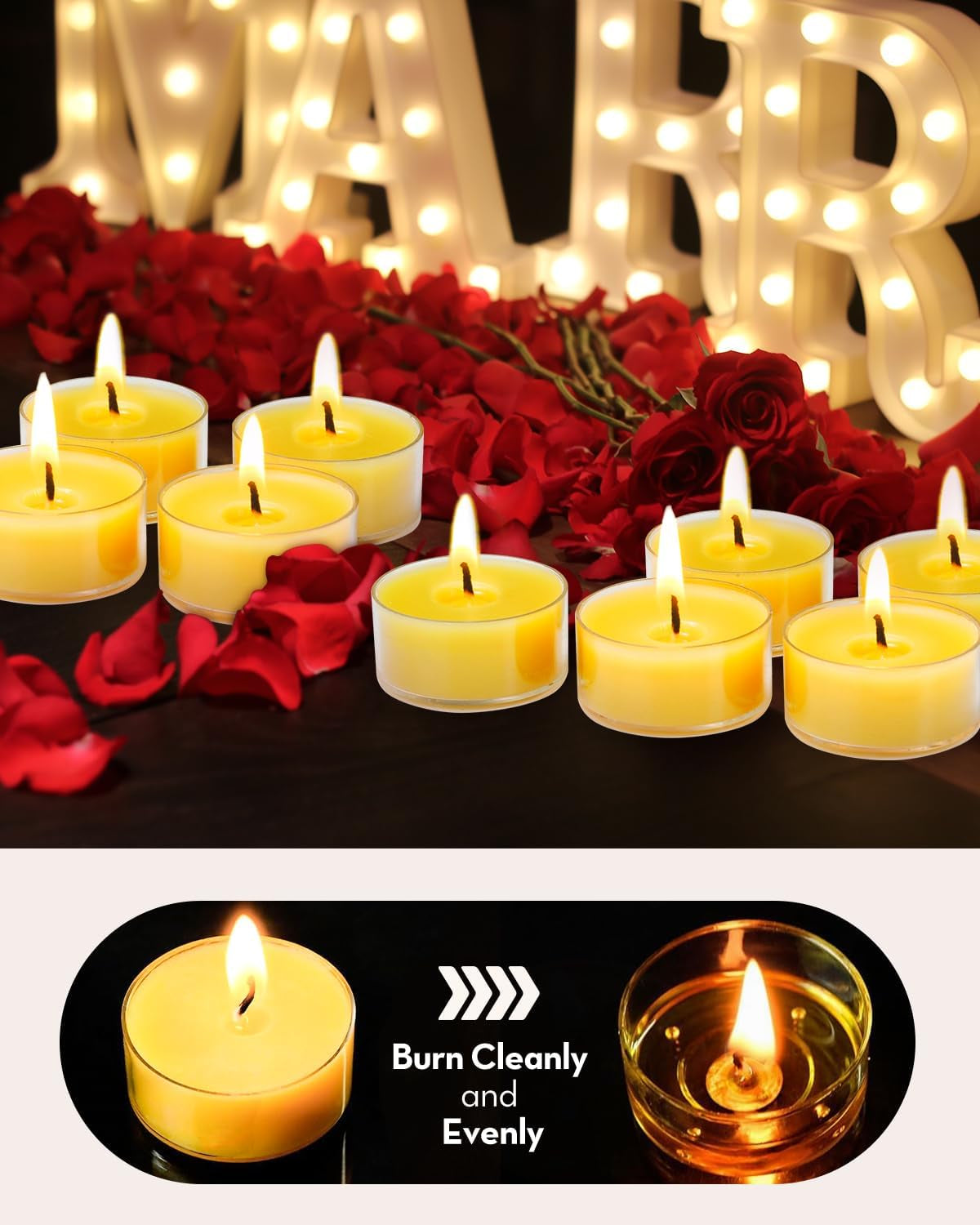 20Pcs Pure Beeswax Tealight Candles, Long Burning Natural Beeswax, Smokeless, 4
