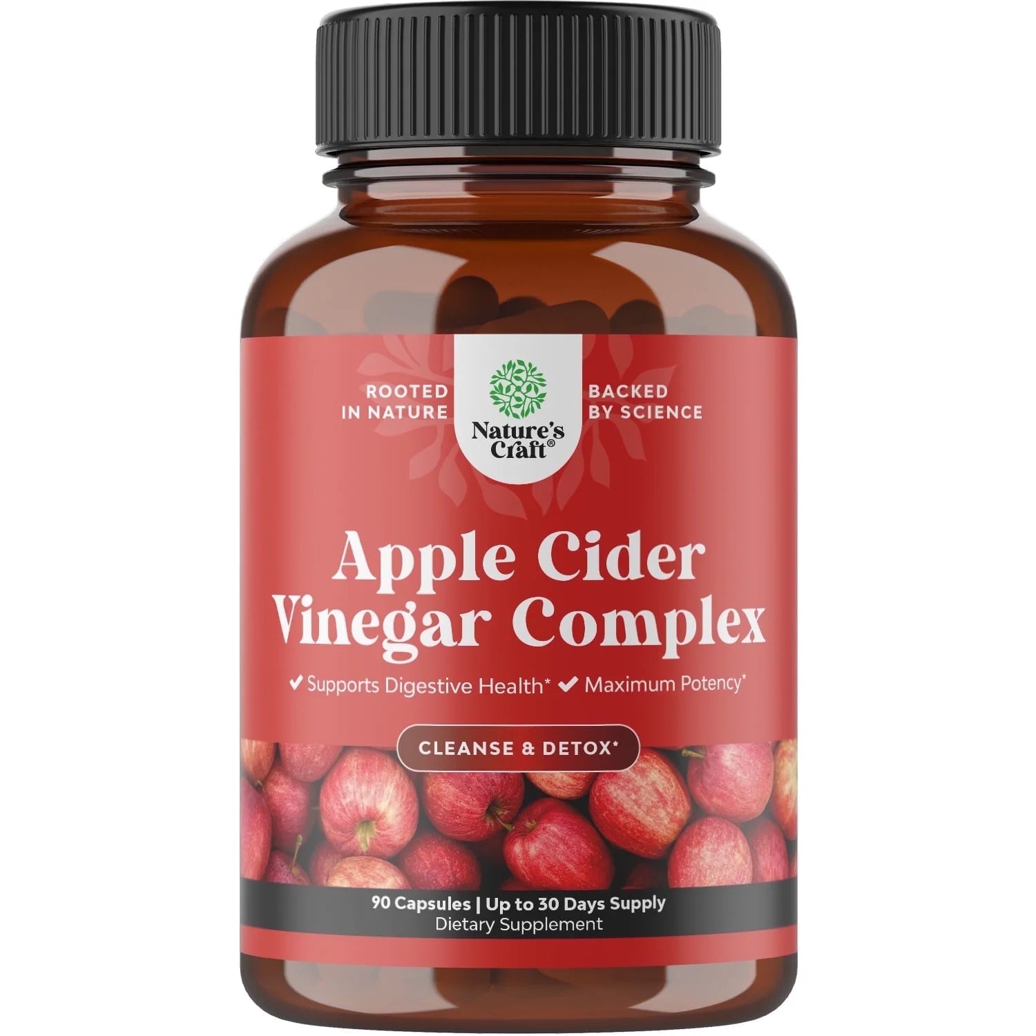 Apple Cider Vinegar Weight Loss Supplement Natural Detox Fat Burner Diet Pills Digestion Support Fast Acting Metabolism Booster Best Appetite Suppressant for Men and Women 90 Capsules