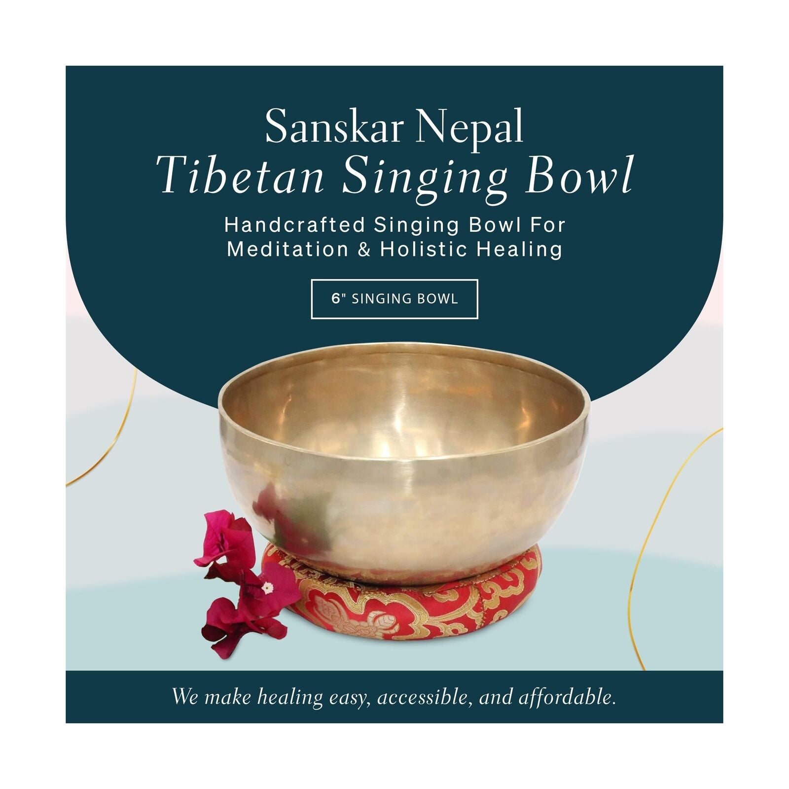 Tibetan Singing Bowl, Handcrafted Singing Bowl for Meditation, Prayer & Holis...