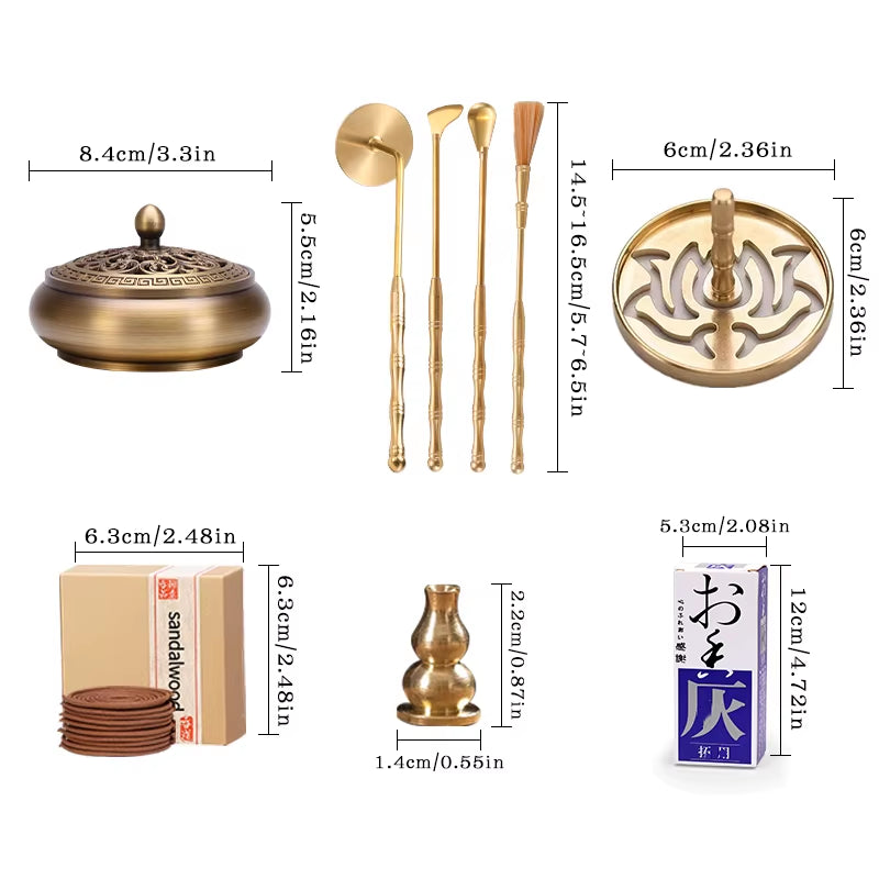 Brass Incense Burner Tools Incense Spoon Incense Spatula Incense Mold Tools Incense Powder Yoga Meditation Incense