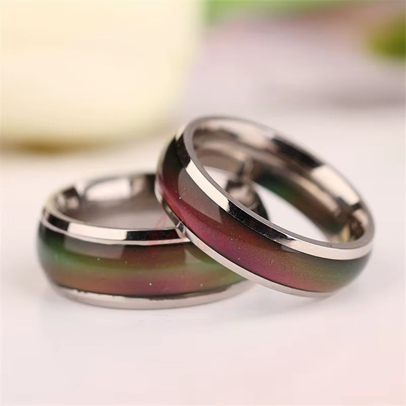 2PCS Fashion Personality Creative Heart Emotional Temperature Change Ring Ring High Jewelry Emotional Emotion Ring