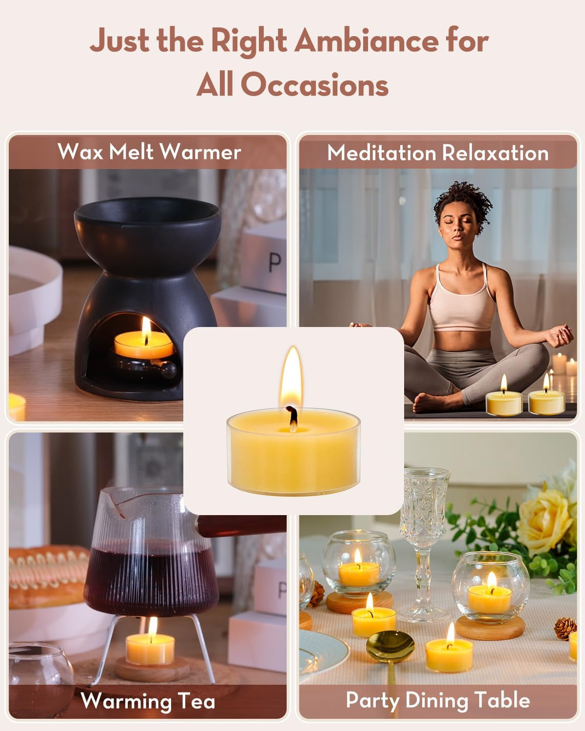 20Pcs Pure Beeswax Tealight Candles, Long Burning Natural Beeswax, Smokeless, 4