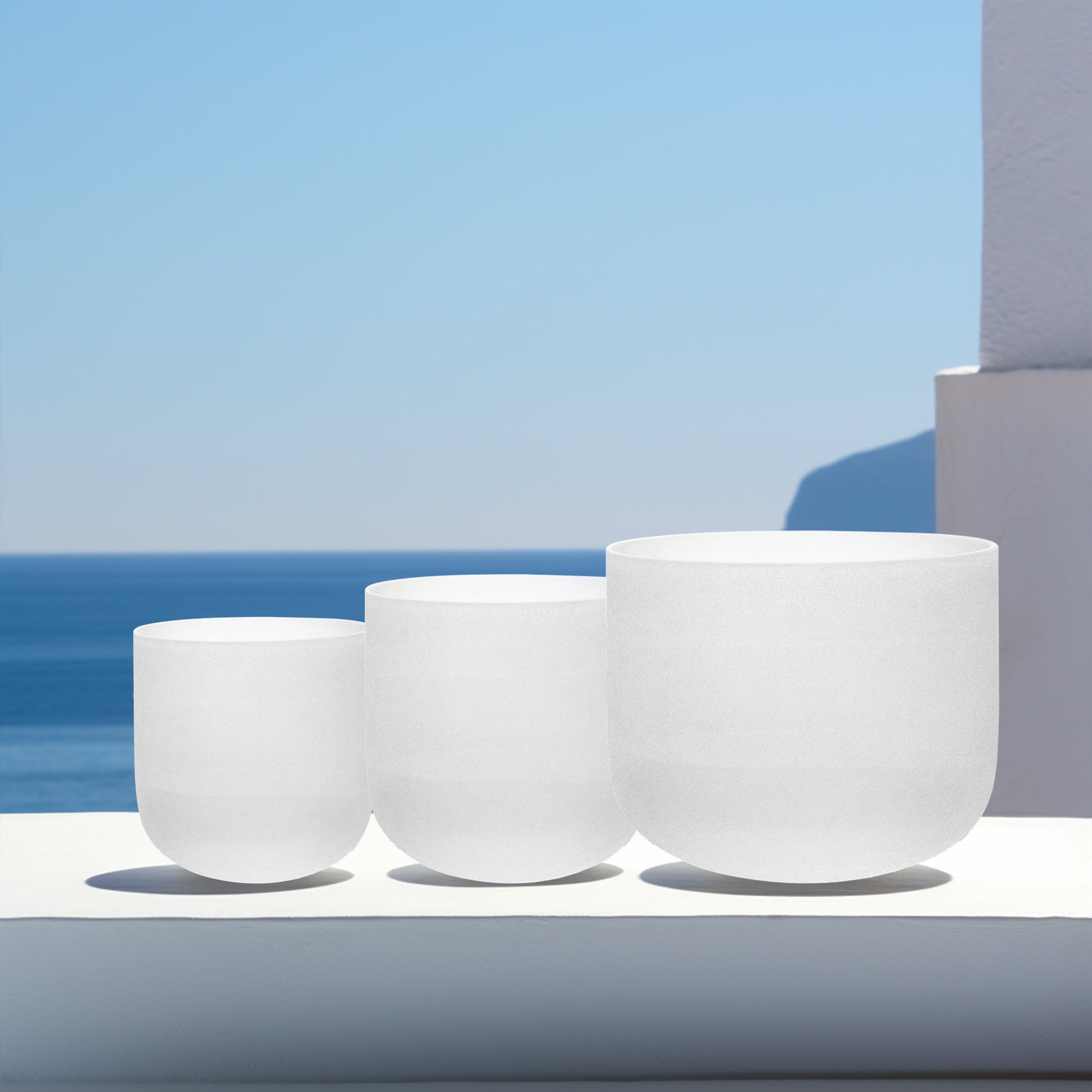 Chakra Tuned Set of 3 Crystal Singing Bowls (6"A, 7"D, 8"G) – with Heavy Duty Carrying Case and Mallets