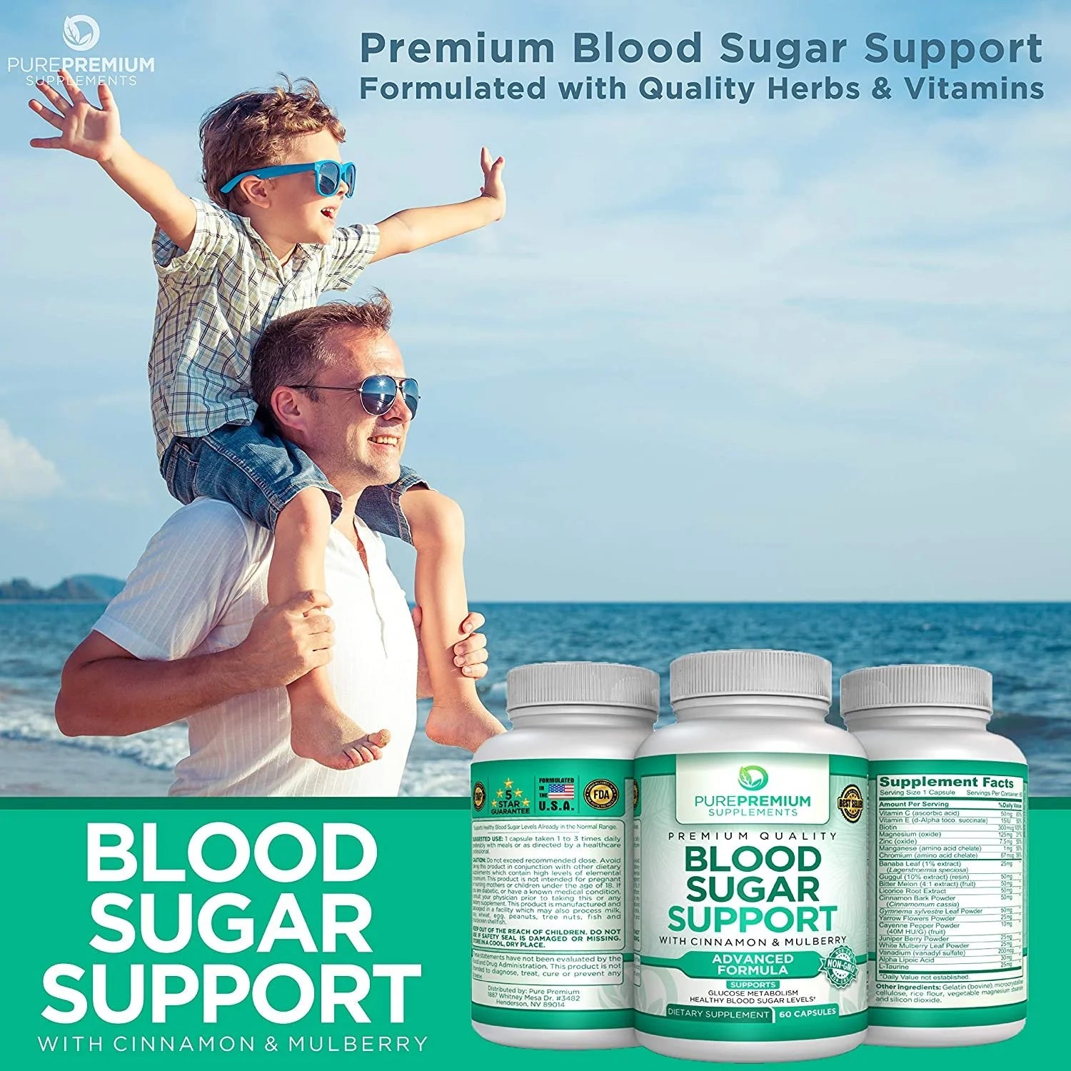 Blood Sugar Support by  Advanced Formula 60 Capsules