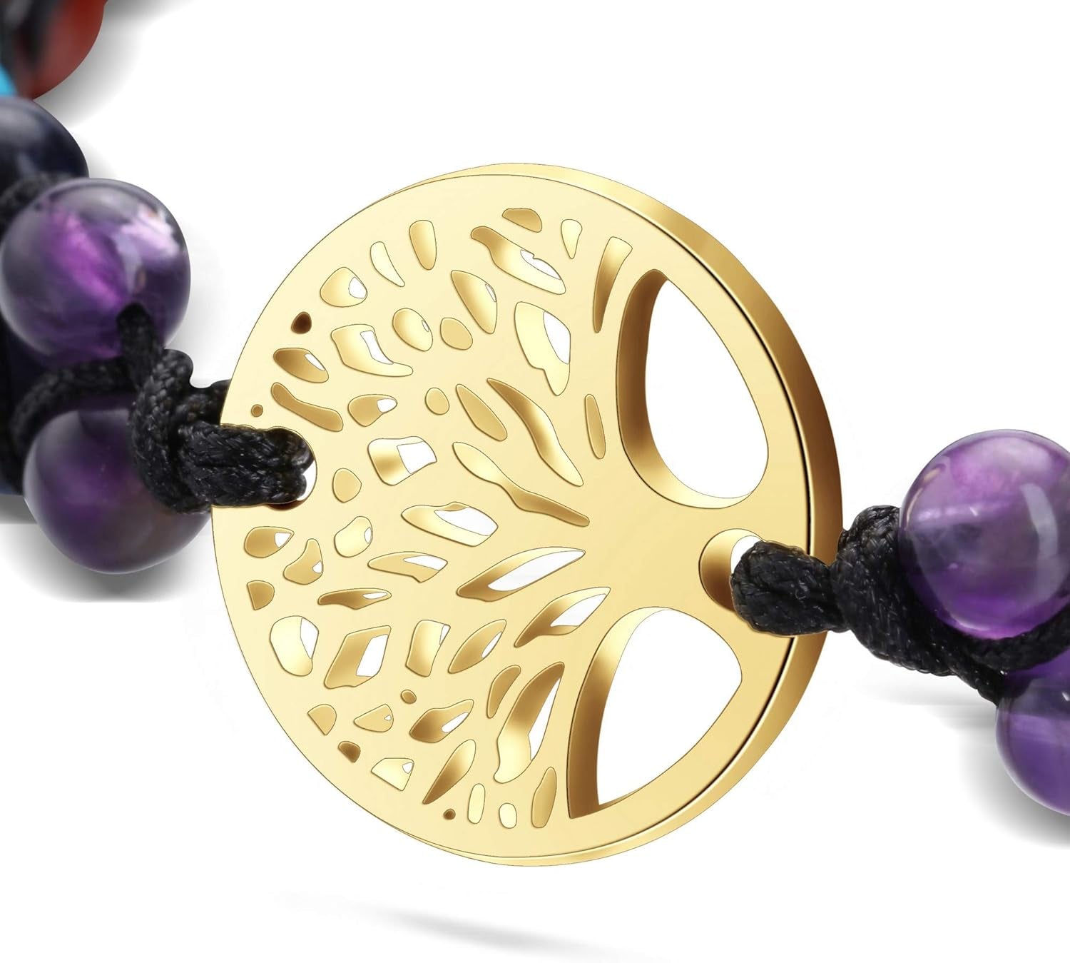 Chakra Bead Bracelets for Women Men - 6Mm Natural 7 Chakra Healing Crystal Tree Life Stretch Bracelet with Real Stones Anxiety Meditation Yoga Gemstone Jewelry