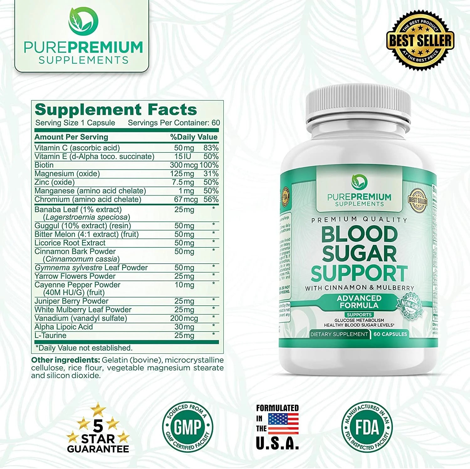 Blood Sugar Support by  Advanced Formula 60 Capsules