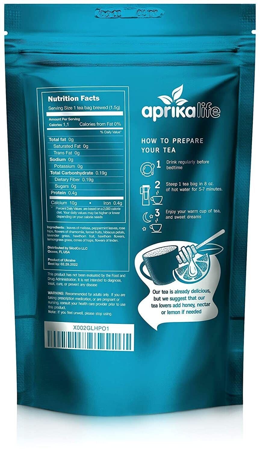 Bedtime Tea - Sleep Tea Bags, 100% Natural Herbal Tea, 60 Bags, USA Seller