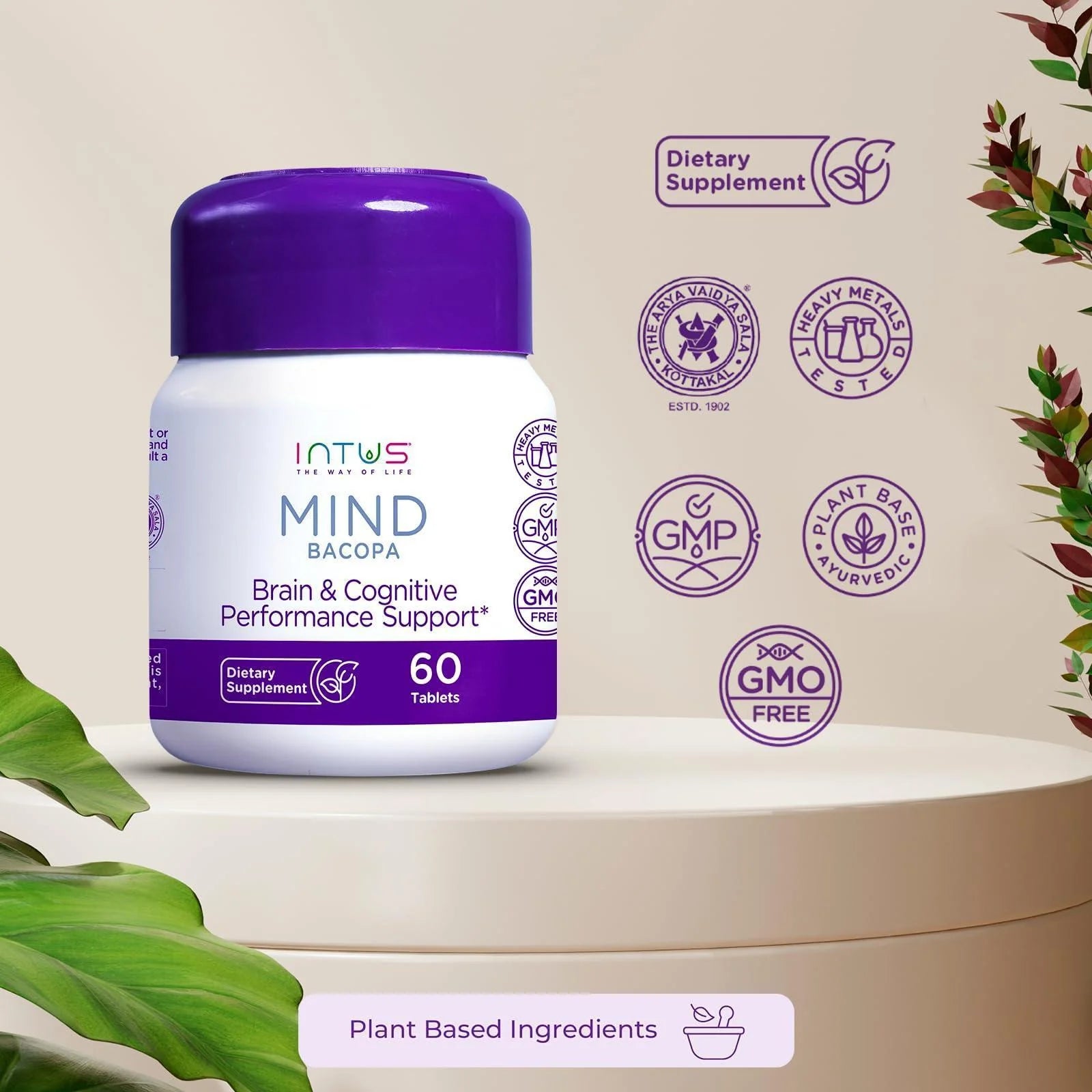 Mind Bacopa Supplement 60 Capsules Ayurvedic Herbal Capsules with Brahmi