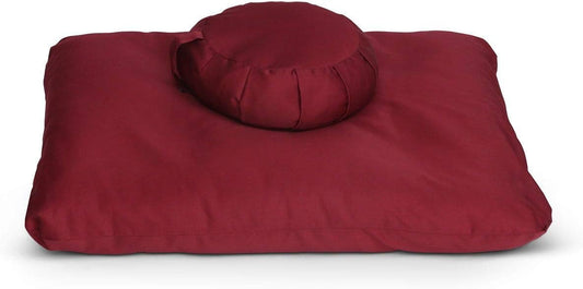 Zafu Meditation Cushion Set, Buckwheat - Set of 2 (Burgundy)