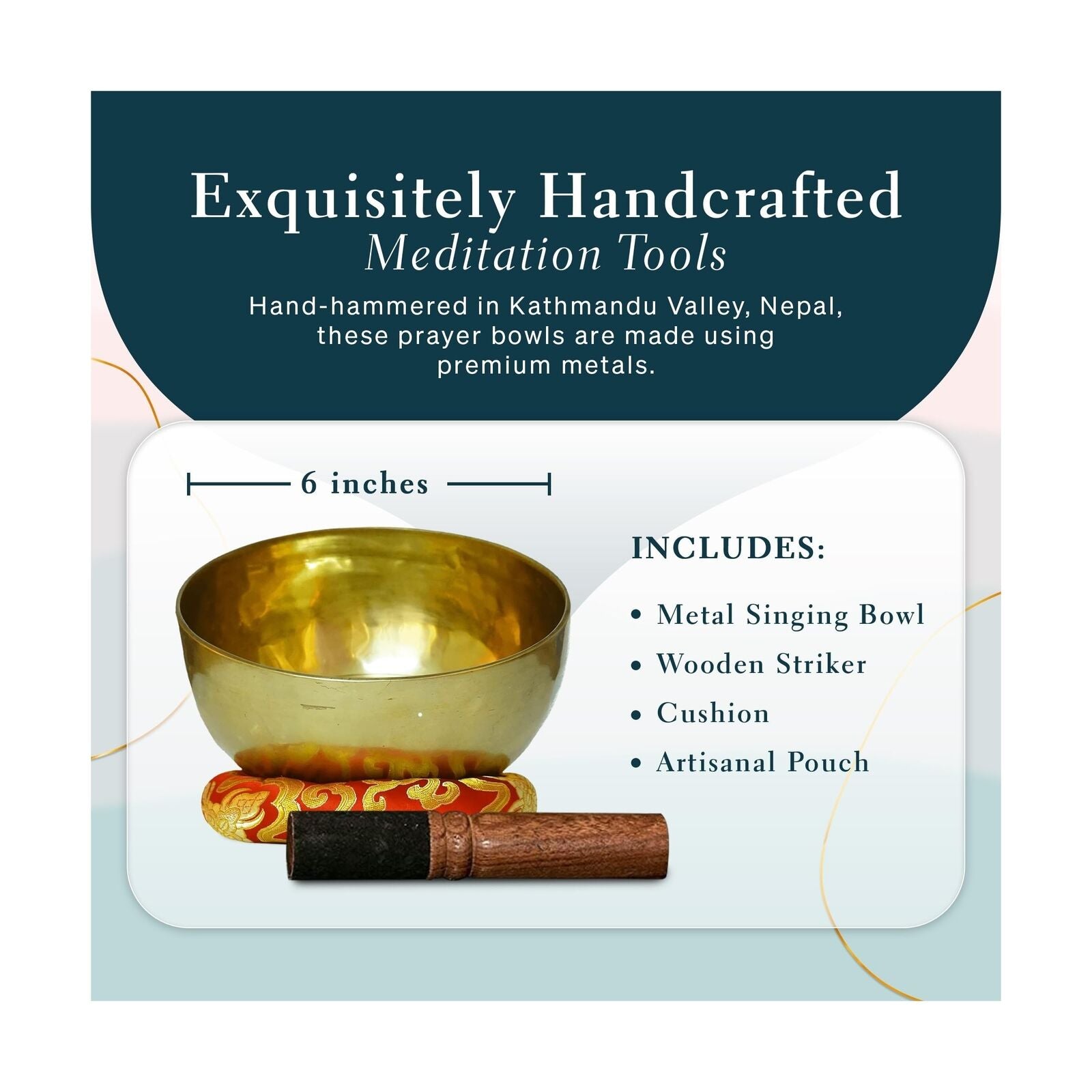 Tibetan Singing Bowl, Handcrafted Singing Bowl for Meditation, Prayer & Holis...