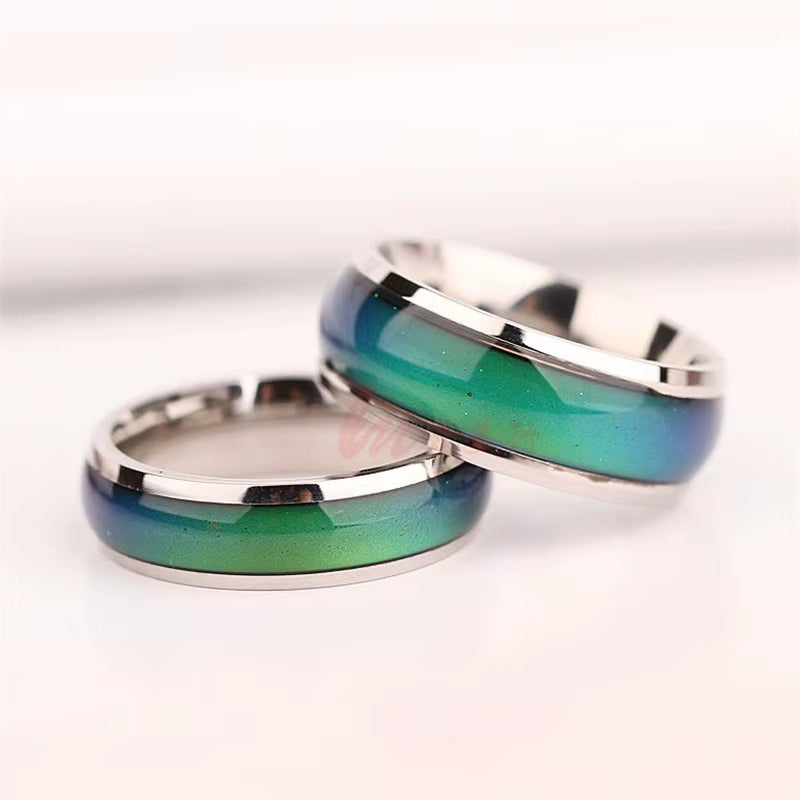 2PCS Fashion Personality Creative Heart Emotional Temperature Change Ring Ring High Jewelry Emotional Emotion Ring