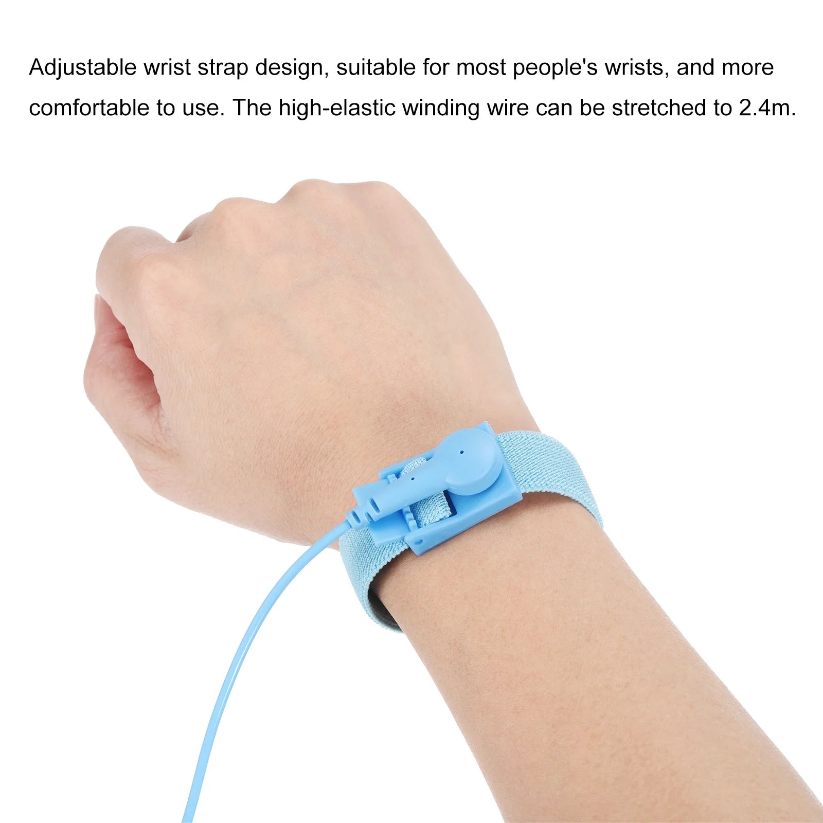 2Pcs ESD Corded anti Static Wrist Strap 6.6Ft 2 Plug PU Adjustable Antistatic Bracelet Set Wired Repair Black