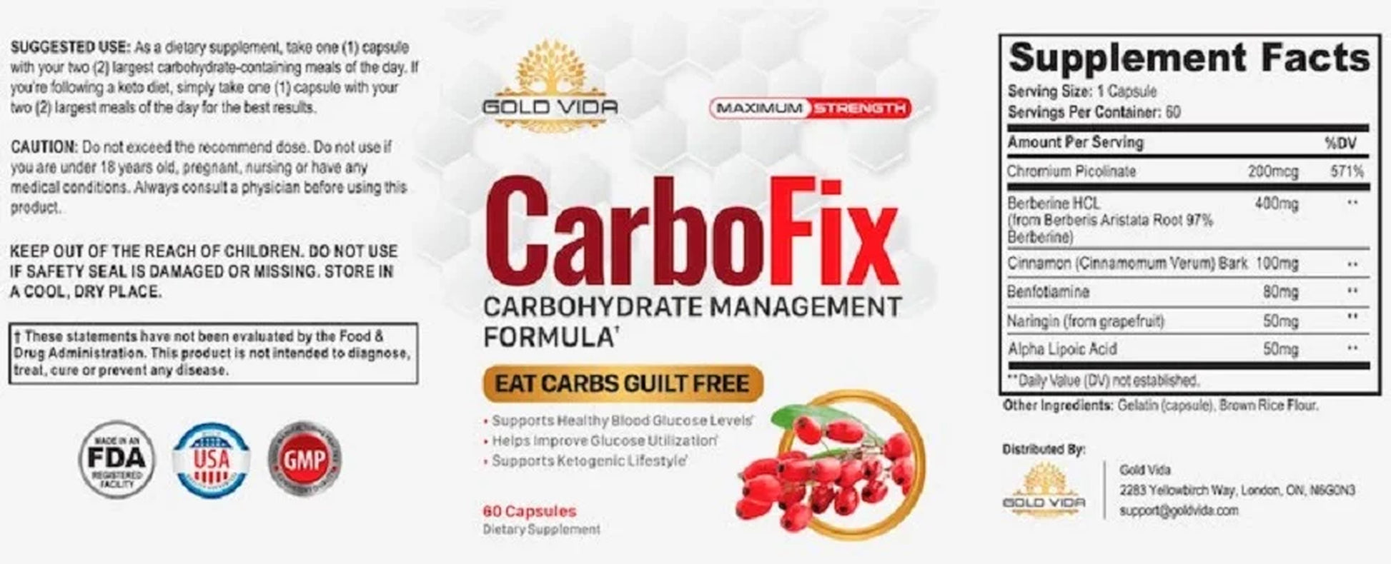 Carbofix Pills Supplement Tea Reviews Gold Solo Vida Carbo Fix (60 Capsules)