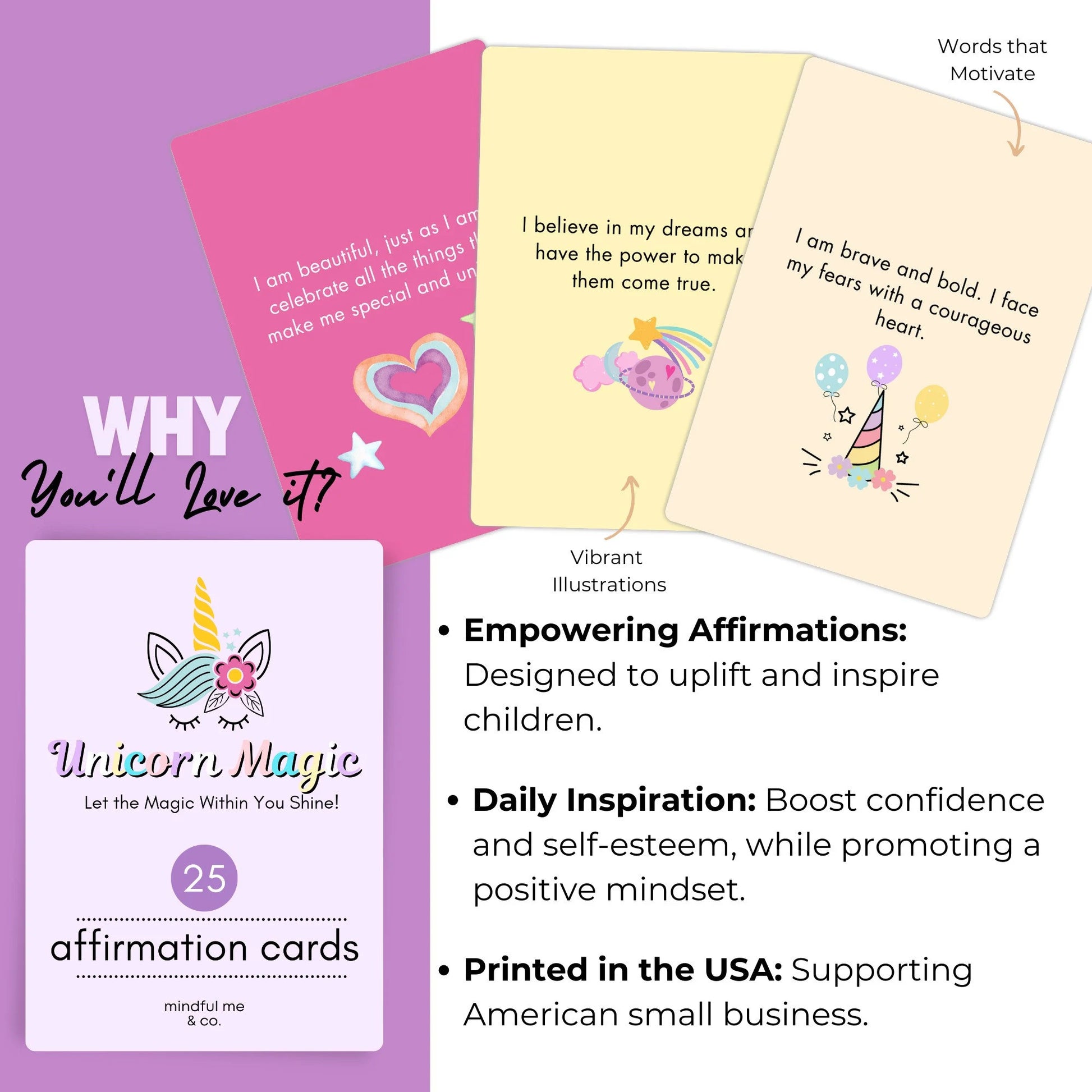 Affirmation Cards for Kids, Positive Daily Affirmations for Girls to Empower Confidence, a Positive Mindset & Attitude, Gifts for Girls