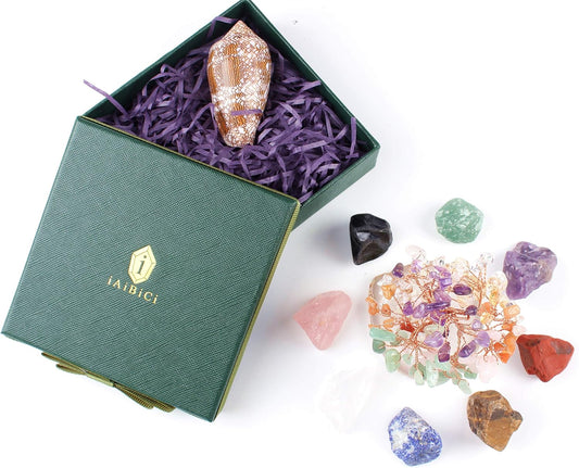 Iaibici Premium Grade Crystals Healing Chakra Stones, Tumbled Chakra Gemstones for Reiki Healing,Meditation,Energy Crystal Healing