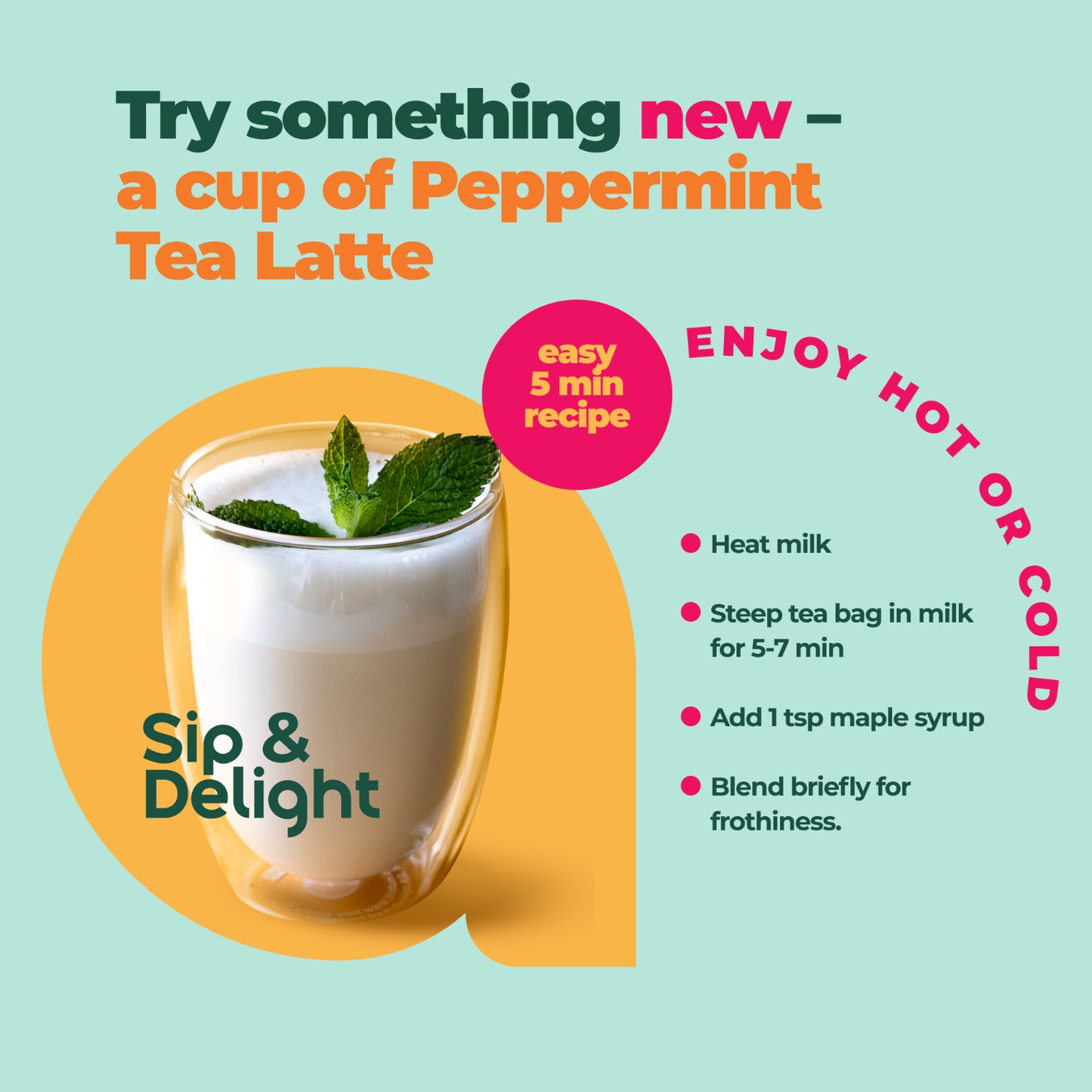 Pure Peppermint Tea - No Stems, 100% Natural Herbal Tea, 60 Bags, USA Seller