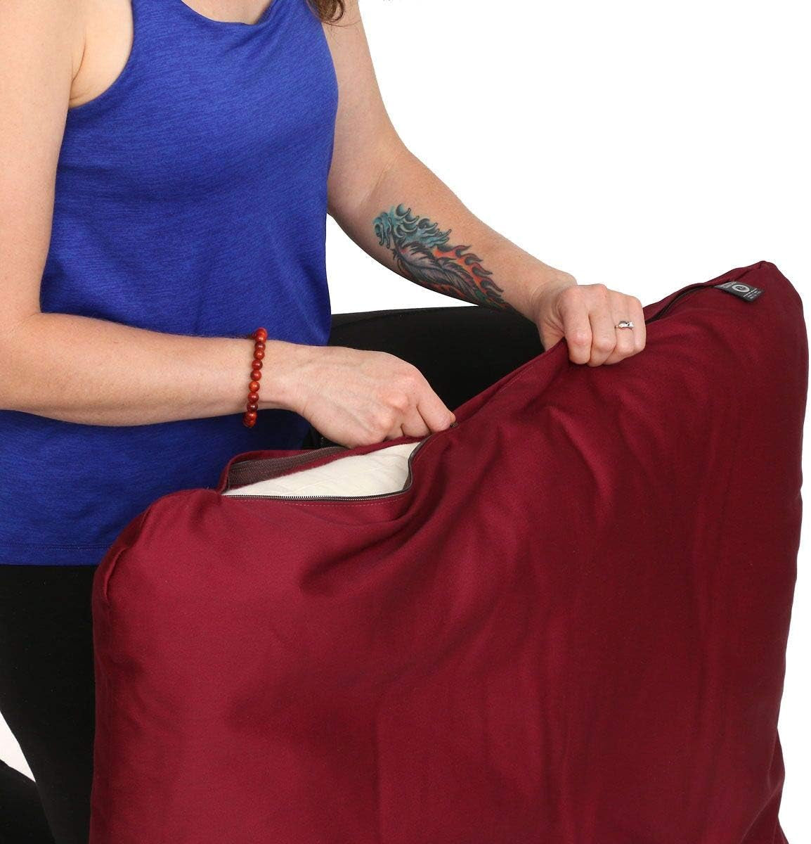 Zafu Meditation Cushion Set, Buckwheat - Set of 2 (Burgundy)