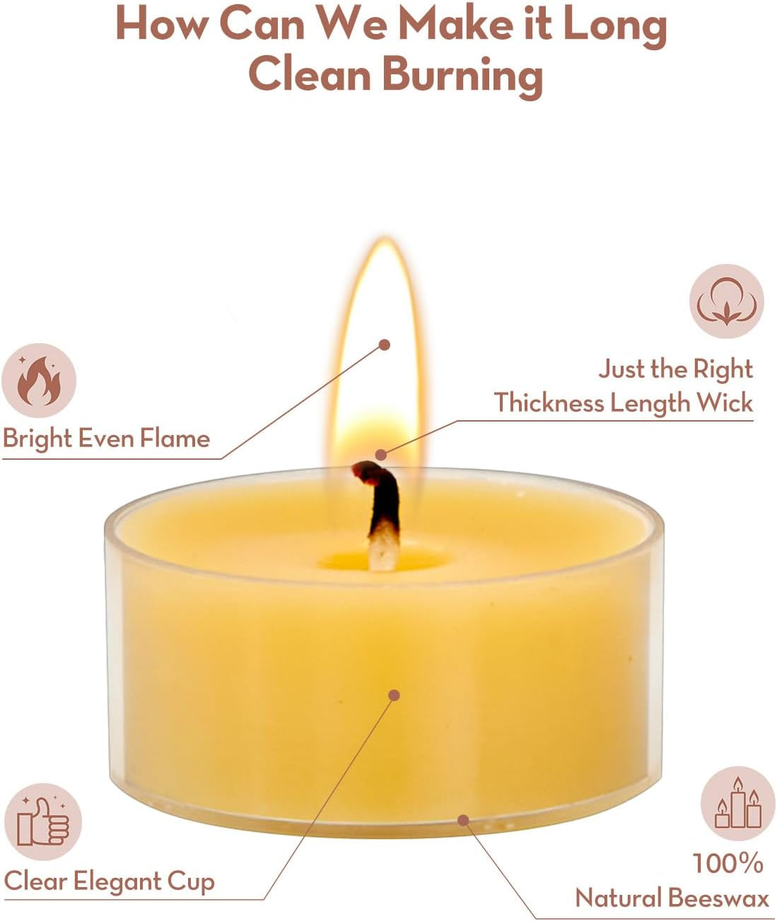 20Pcs Pure Beeswax Tealight Candles, Long Burning Natural Beeswax, Smokeless, 4