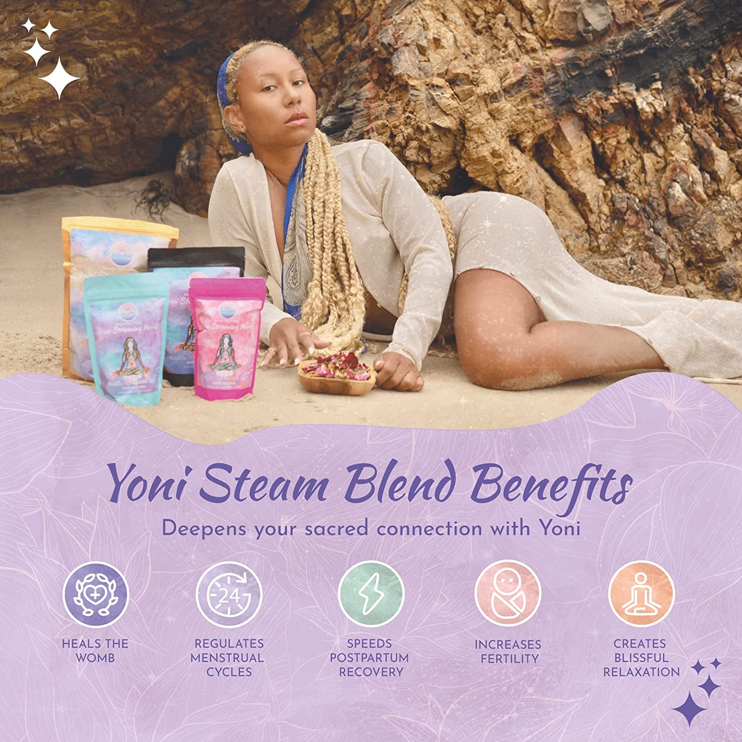 V Steam Herbs - 100% Natural Vaginal Steam, 10 Yoni Herbs Zen Goddess Blend with Filter Bags | Soothe. Rejuvenate. Heal (4-8 Steams)