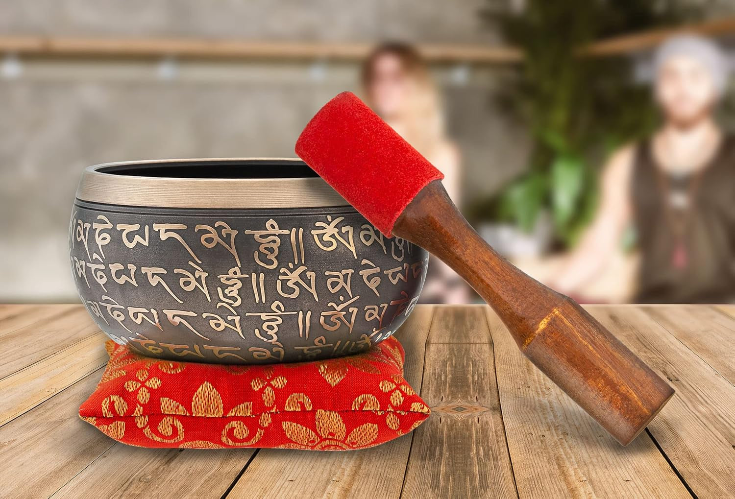 Bimbambom Singing Bowls – Hand Crafted Tibetan Singing Bowl W/Mallet & Cushion, Brass 4” Mantra Antique Prayer and Meditation Bowl for Yoga and Holistic Healing, Stress Relief, Meditation
