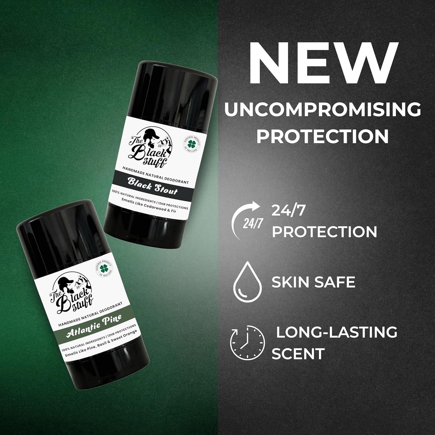 Mens Deodorants - Pine and Black Stout Mens Natural Deodorants for Odor Protection