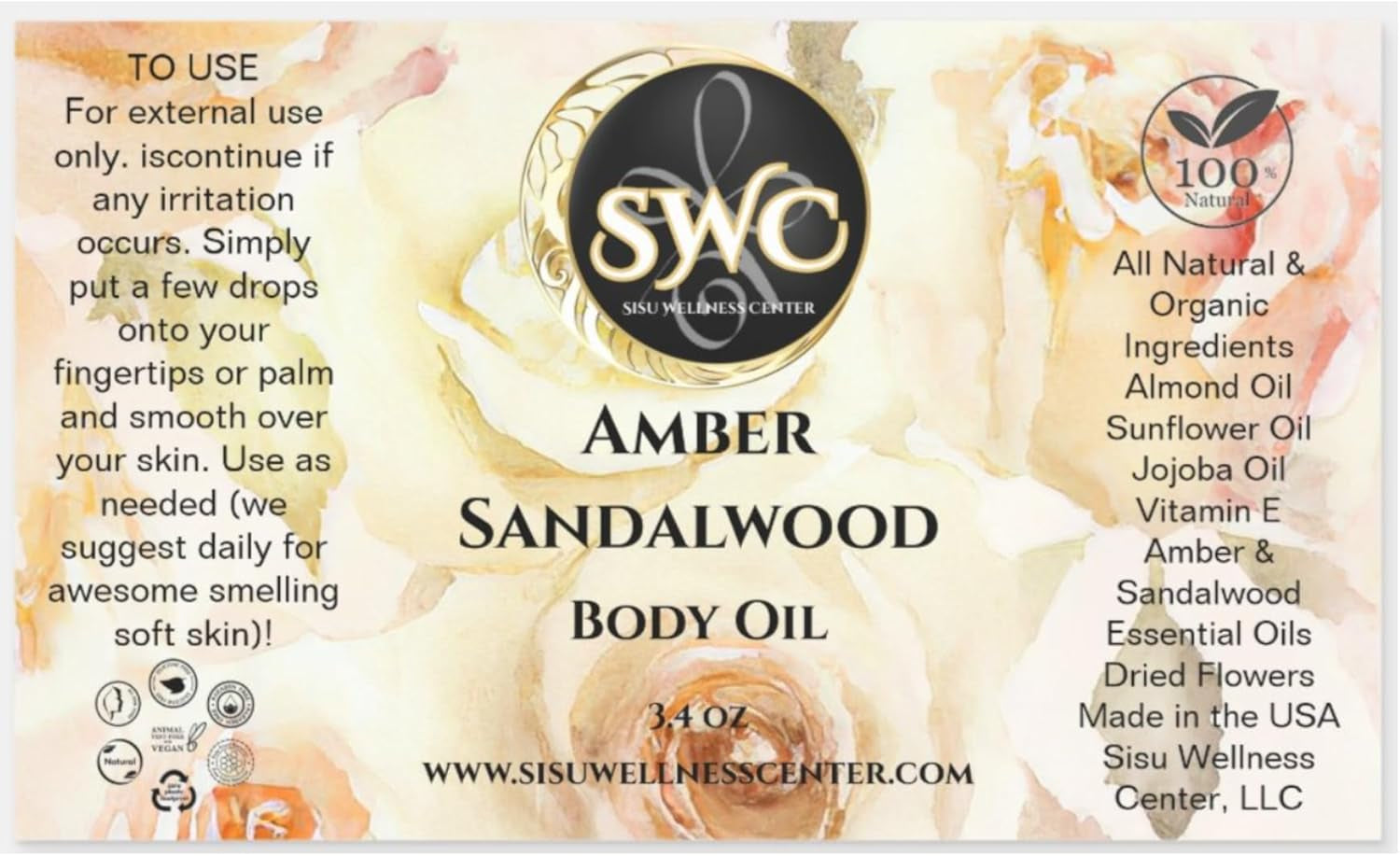 SWC Body Oils (Amber Sandalwood)