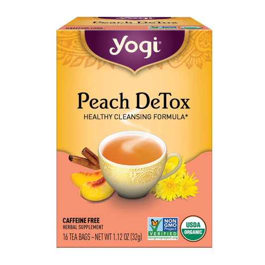 Tea Peach Detox, Caffeine-Free Organic Herbal Tea Bags, 16 Count