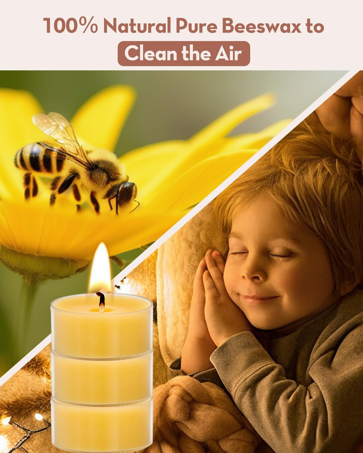 20Pcs Pure Beeswax Tealight Candles, Long Burning Natural Beeswax, Smokeless, 4