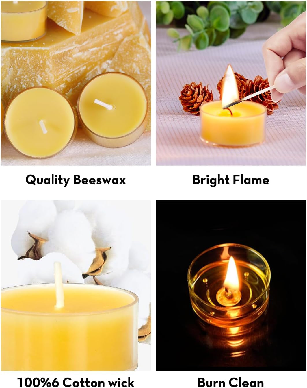 20Pcs Pure Beeswax Tealight Candles, Long Burning Natural Beeswax, Smokeless, 4