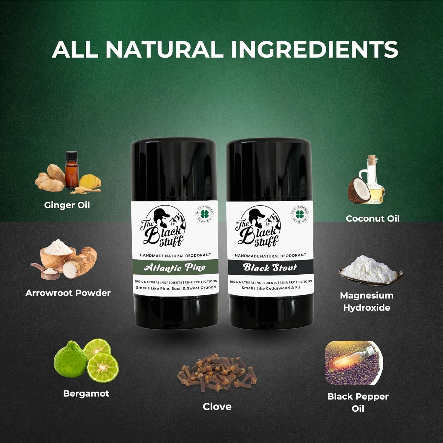 Mens Deodorants - Pine and Black Stout Mens Natural Deodorants for Odor Protection