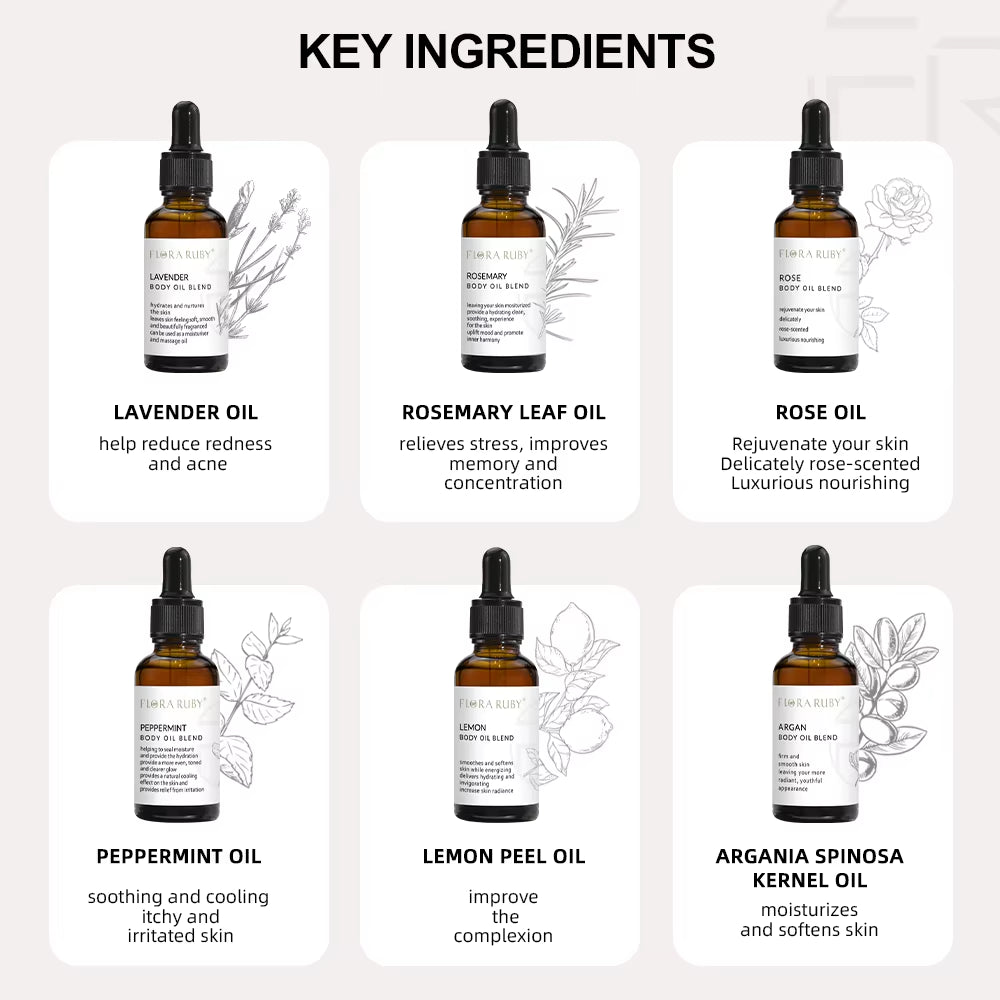 Essential Oils Set Natural Moisturizing Essential Oil for Body Rosemary Oils Skin Massage Oil,Rose,Lavender Aromatherapy Oils