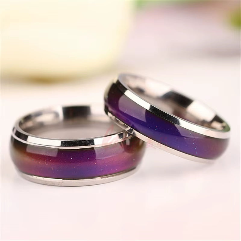2PCS Fashion Personality Creative Heart Emotional Temperature Change Ring Ring High Jewelry Emotional Emotion Ring