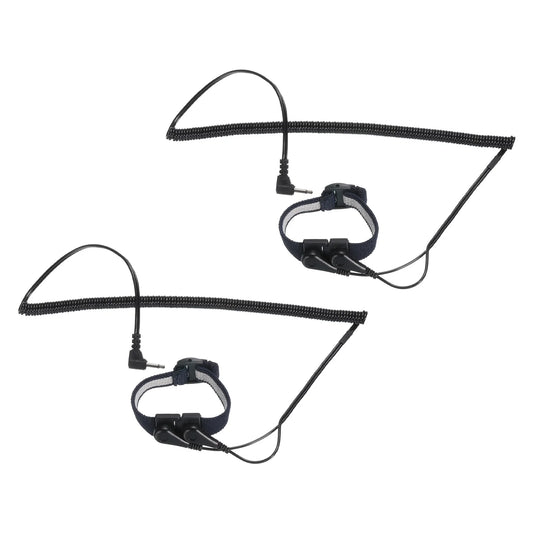 2Pcs ESD Corded anti Static Wrist Strap 6.6Ft 2 Plug PU Adjustable Antistatic Bracelet Set Wired Repair Black