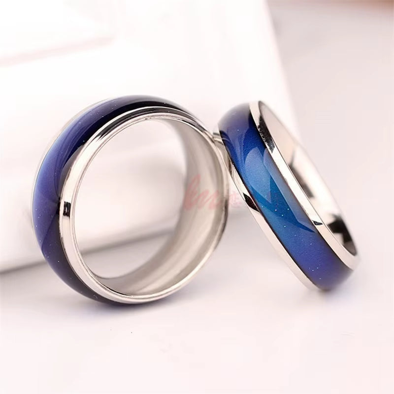 2PCS Fashion Personality Creative Heart Emotional Temperature Change Ring Ring High Jewelry Emotional Emotion Ring