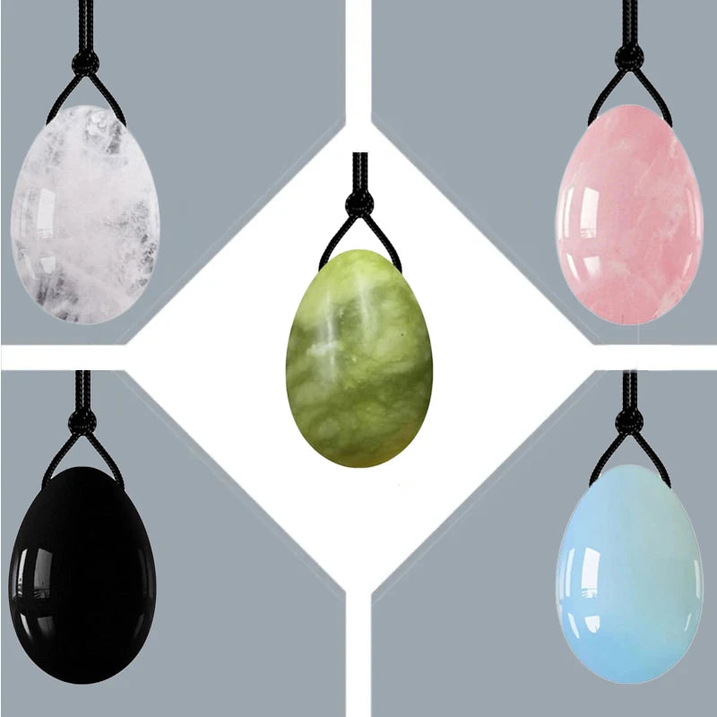 Natural Rose Quartz Yoni Egg Kegel Exercise Obsidian Jade Egg Vaginal Tightening Massage Crystal Balls for Women Health Care