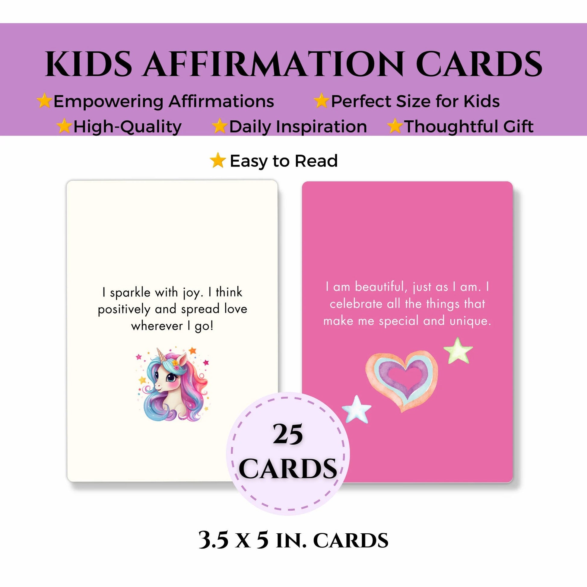 Affirmation Cards for Kids, Positive Daily Affirmations for Girls to Empower Confidence, a Positive Mindset & Attitude, Gifts for Girls