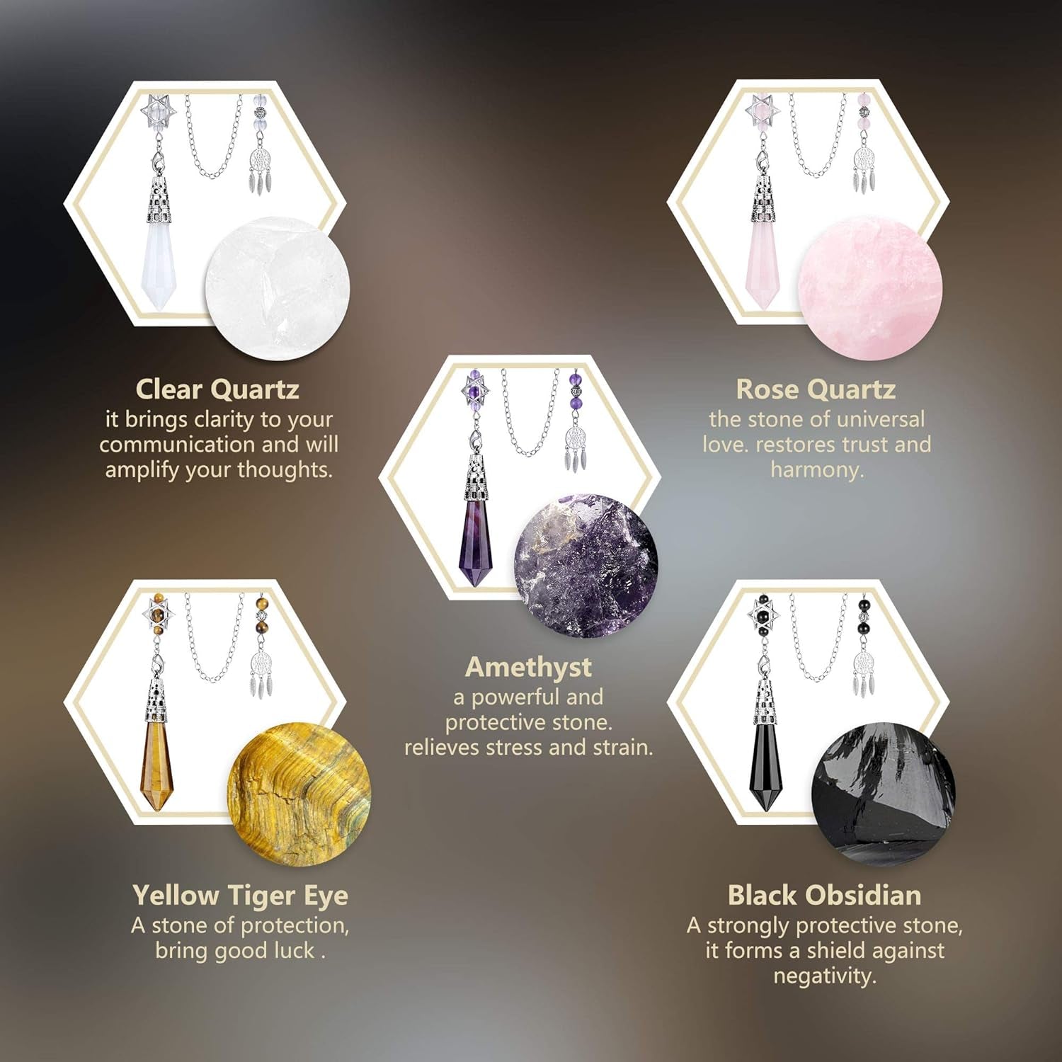 Natural Amethyst Crystal Dowsing Pendulum 12 Facet Reiki Healing Crystal Gemstone Point Pendulums for Divination Wicca Meditation Crystal Therapy