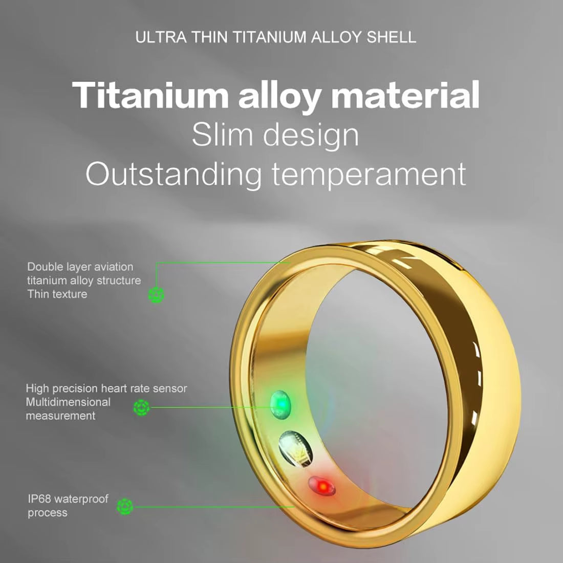 Intelligent Ring Fitness Tracker Blood Pressure Oxygen Ring Waterproof Wireless Pedometer Ring Heart Rate Monitoring Ring