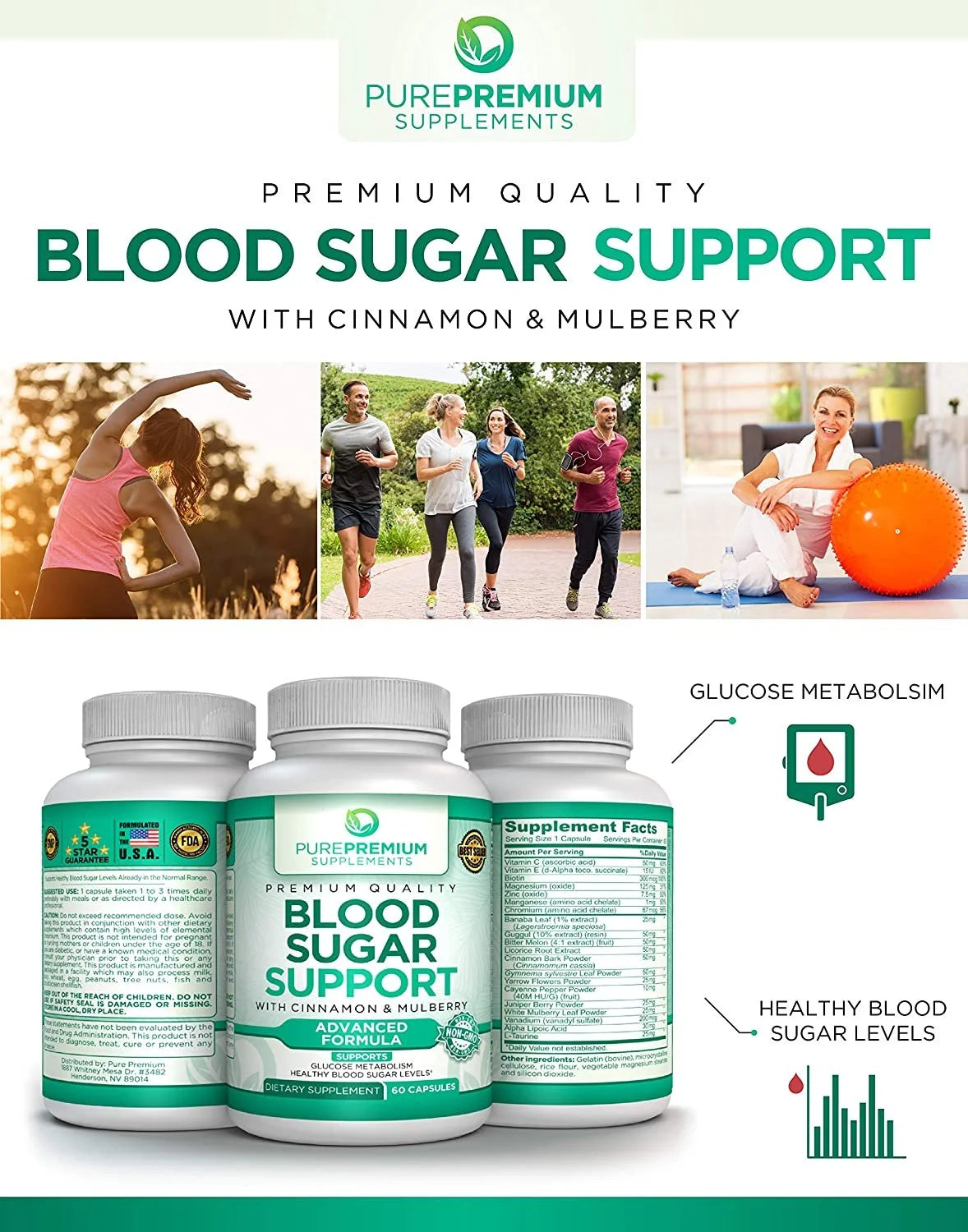 Blood Sugar Support by  Advanced Formula 60 Capsules
