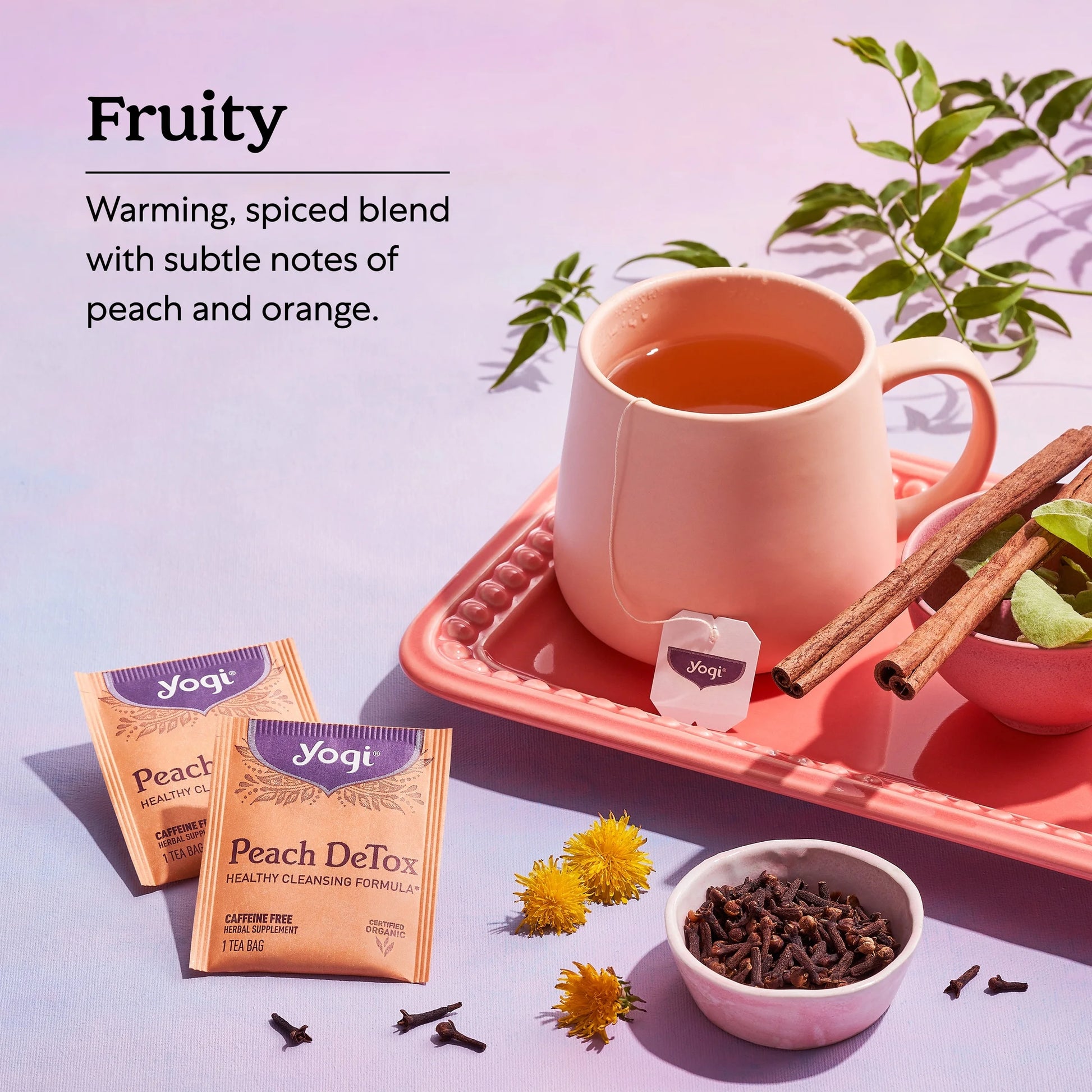 Tea Peach Detox, Caffeine-Free Organic Herbal Tea Bags, 16 Count