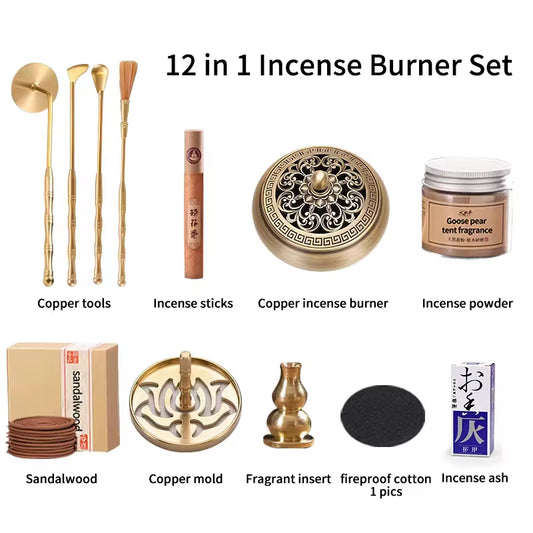 Brass Incense Burner Tools Incense Spoon Incense Spatula Incense Mold Tools Incense Powder Yoga Meditation Incense