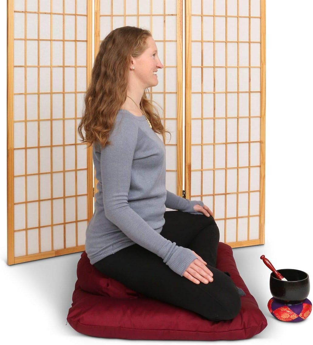 Zafu Meditation Cushion Set, Buckwheat - Set of 2 (Burgundy)